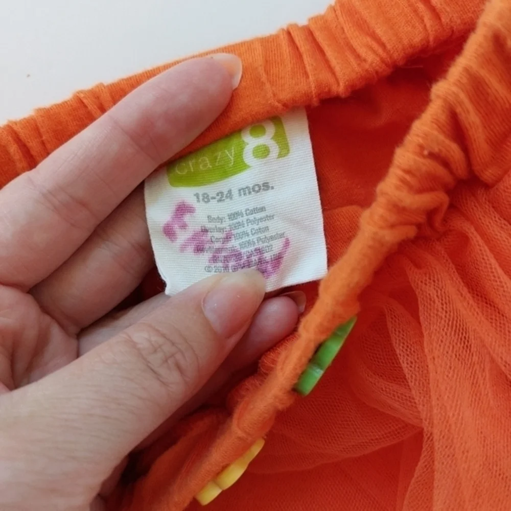 Orange‎ gymboree tutu Skirt 18-24m Flower Button Autumn Family Photos Halloween